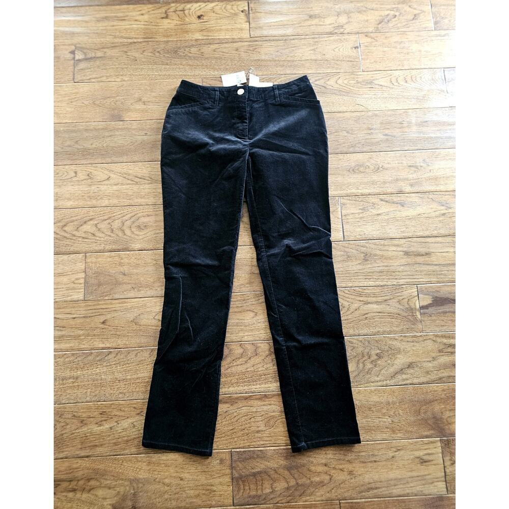 NWT Chico's Size 0 (S/4) Black Ultimate Fit Velveteen Slim Leg Pants Stretch $89